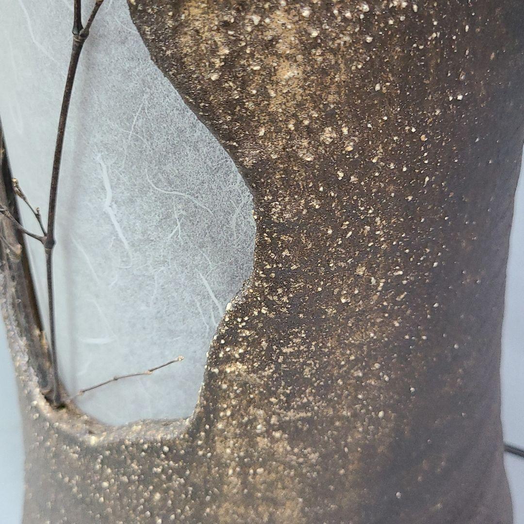 信楽焼 屋内灯 古窯 高さ４６cm（和紙風アクリル板付き）
