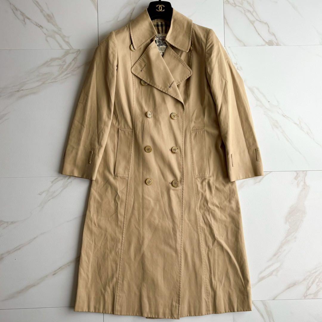 人気◆着丈104 バーバリー トレンチコート ノバチェック ロング ダブル
