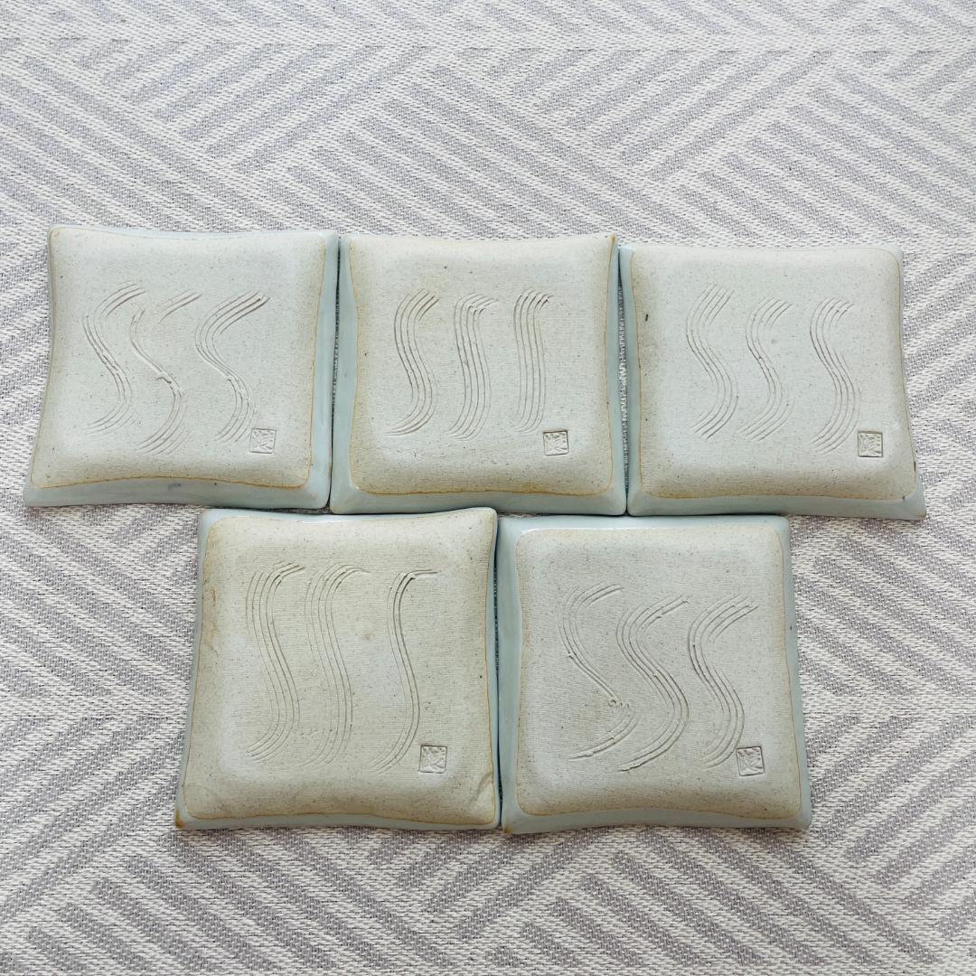 有田焼 佐藤走波 角銘々皿 5枚組 染付蘭蝶文 小皿