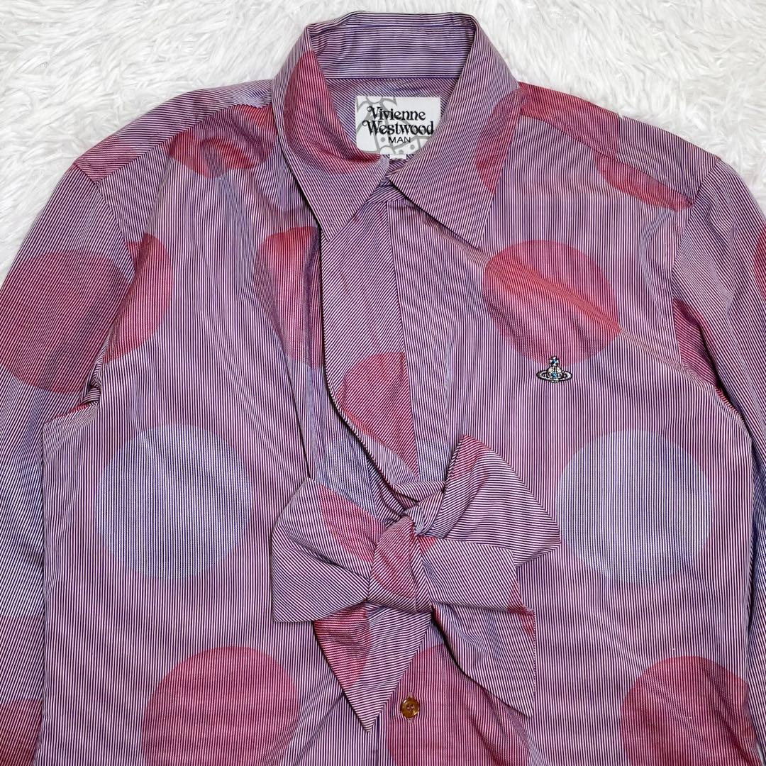 【美品】ヴィヴィアンウエストウッド　変形長袖シャツ・ドット柄・オーブロゴ刺繍・M