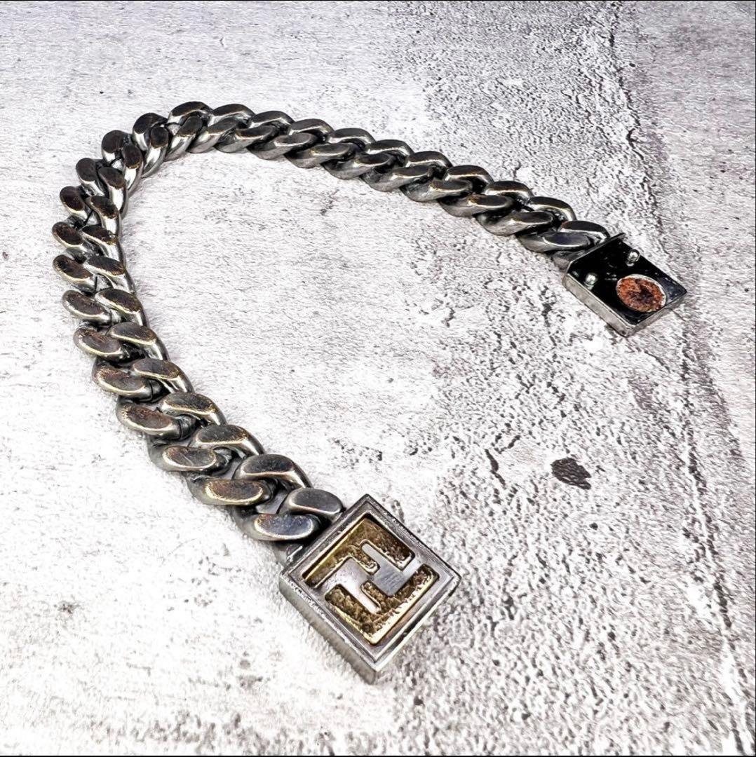 FENDI フェンディ 喜平 チェーンブレス FFゴールドロゴ Lサイズ