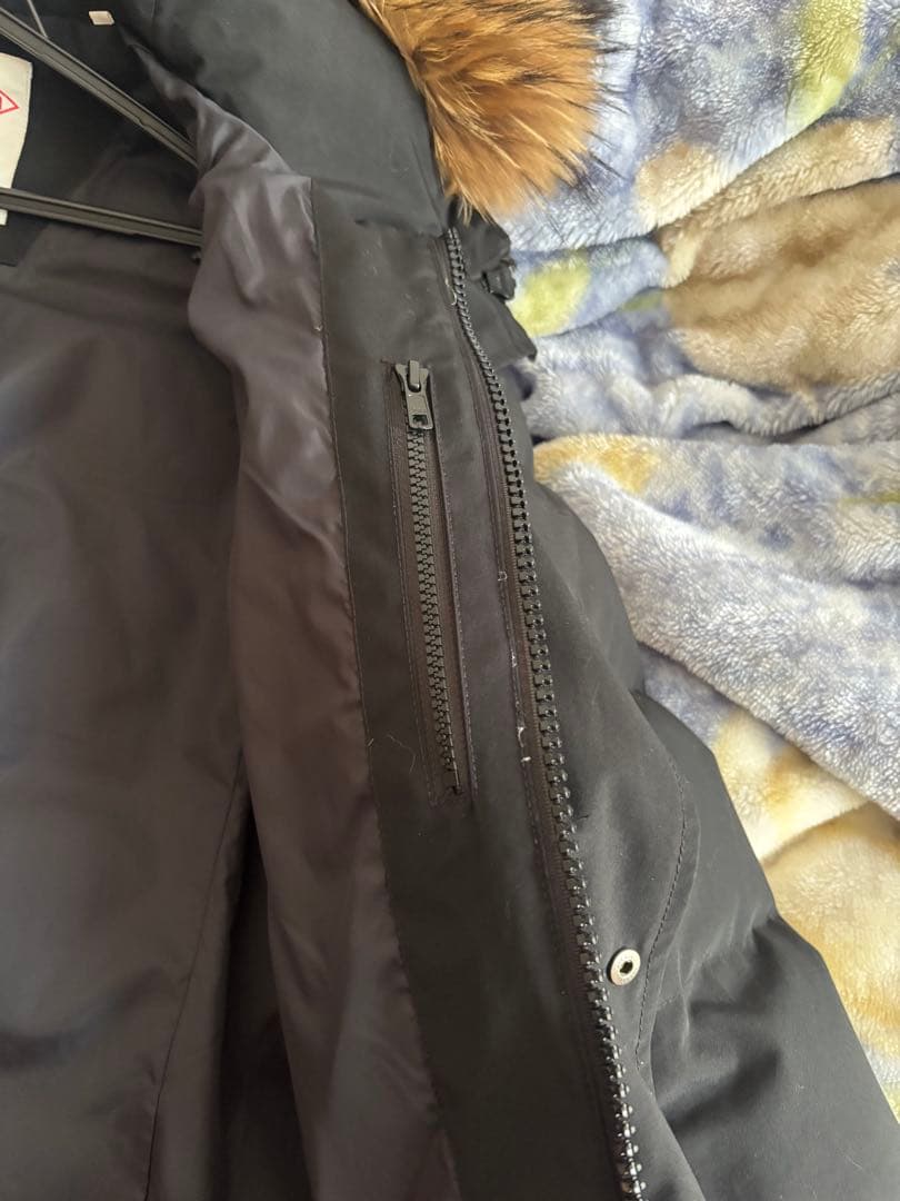 DANTON フード付きブラックロングダウンジャケット 36