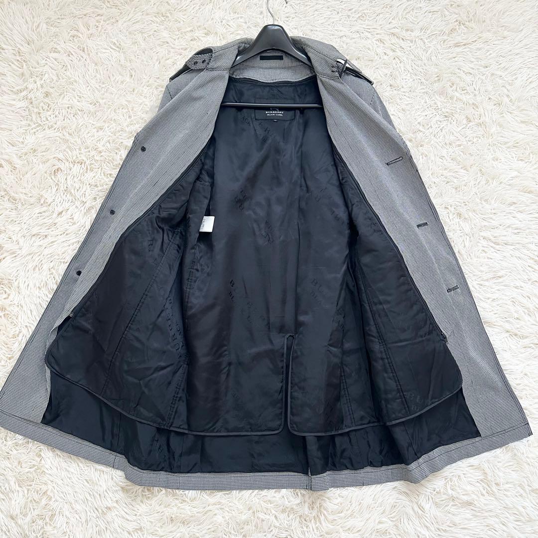 バーバリーブラックレーベル XL ライナー付 トレンチコート シングル 千鳥格子