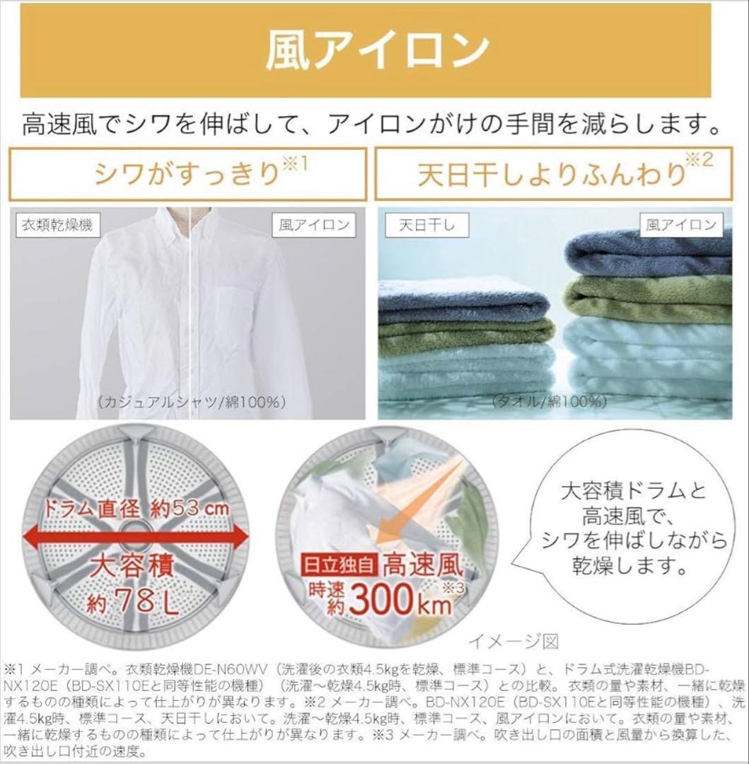 日立 ビッグドラム ドラム式洗濯機 11kg洗濯6kg乾燥 BD-SX110EL