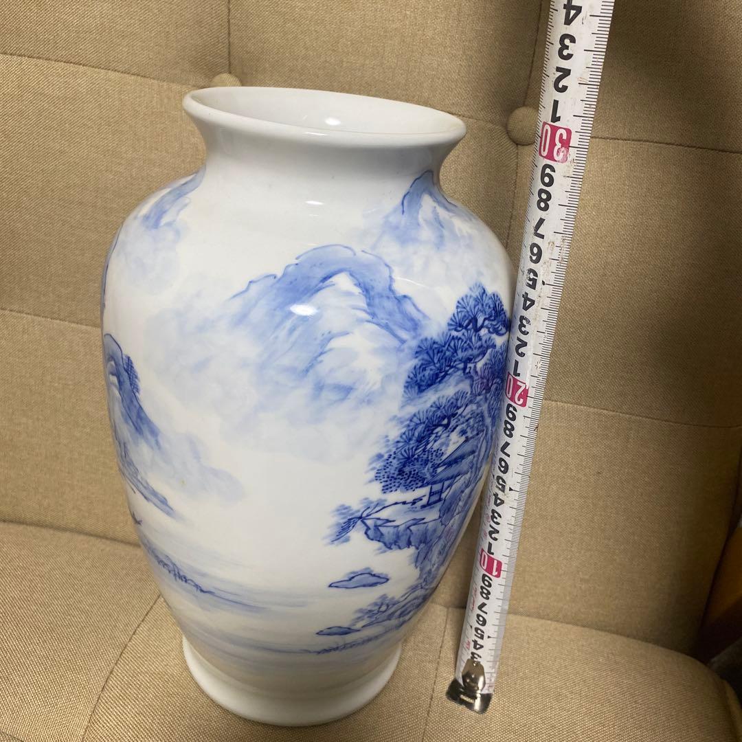 青白磁 景色画 花瓶