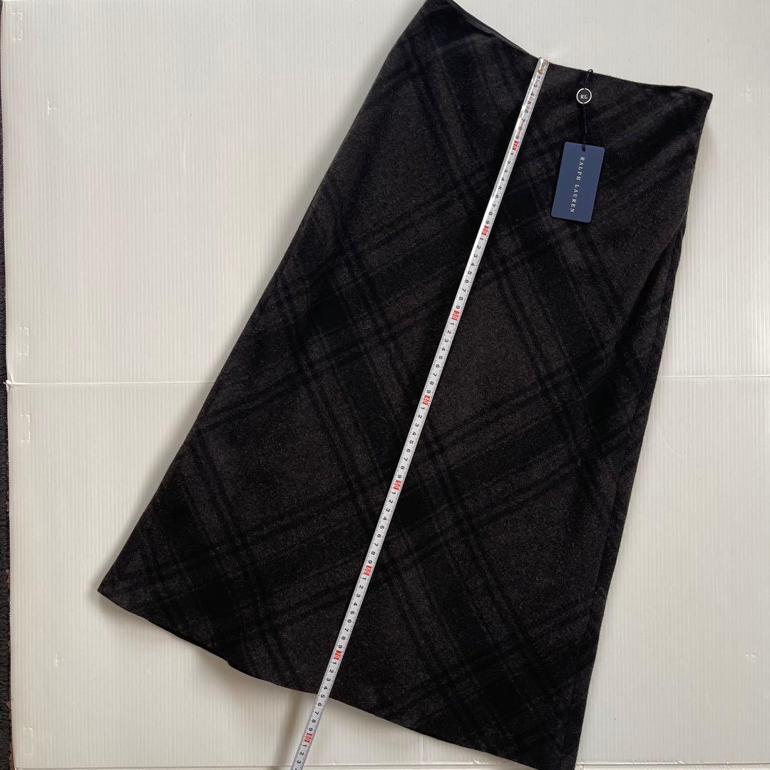 新品保管品【ポロラルフローレン】フレアスカート ブラック系チェック柄 試着のみ