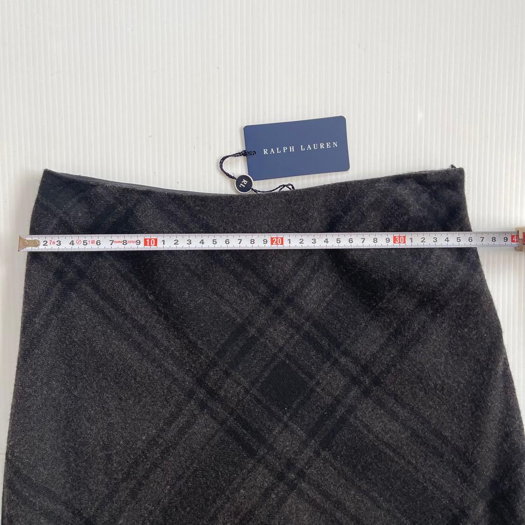 新品保管品【ポロラルフローレン】フレアスカート ブラック系チェック柄 試着のみ
