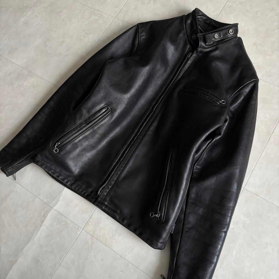 Schott 本革レザーシングルライダース 黒 36 カフェレーサー定番