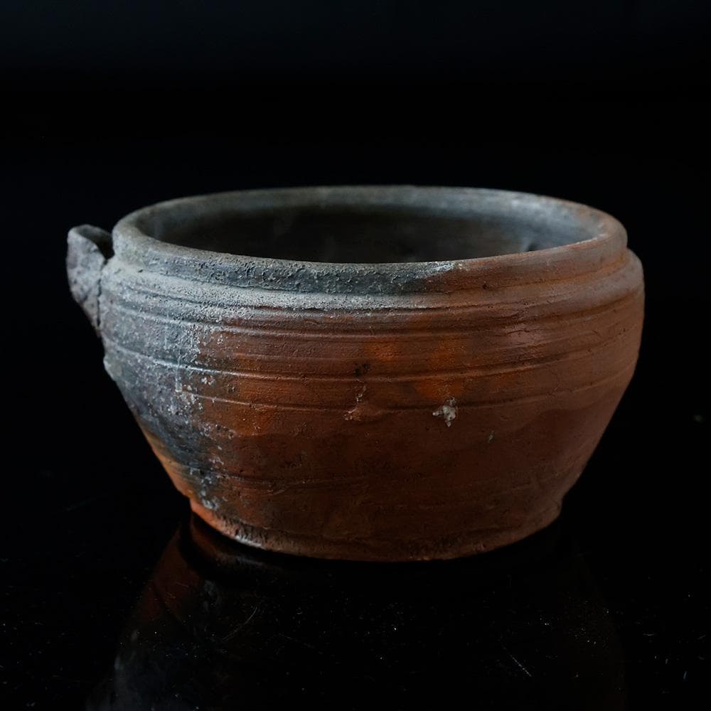 平安〜鎌倉期 須恵器 耳付 小鍋 中世古陶／火色／煮炊き土器／考古資料
