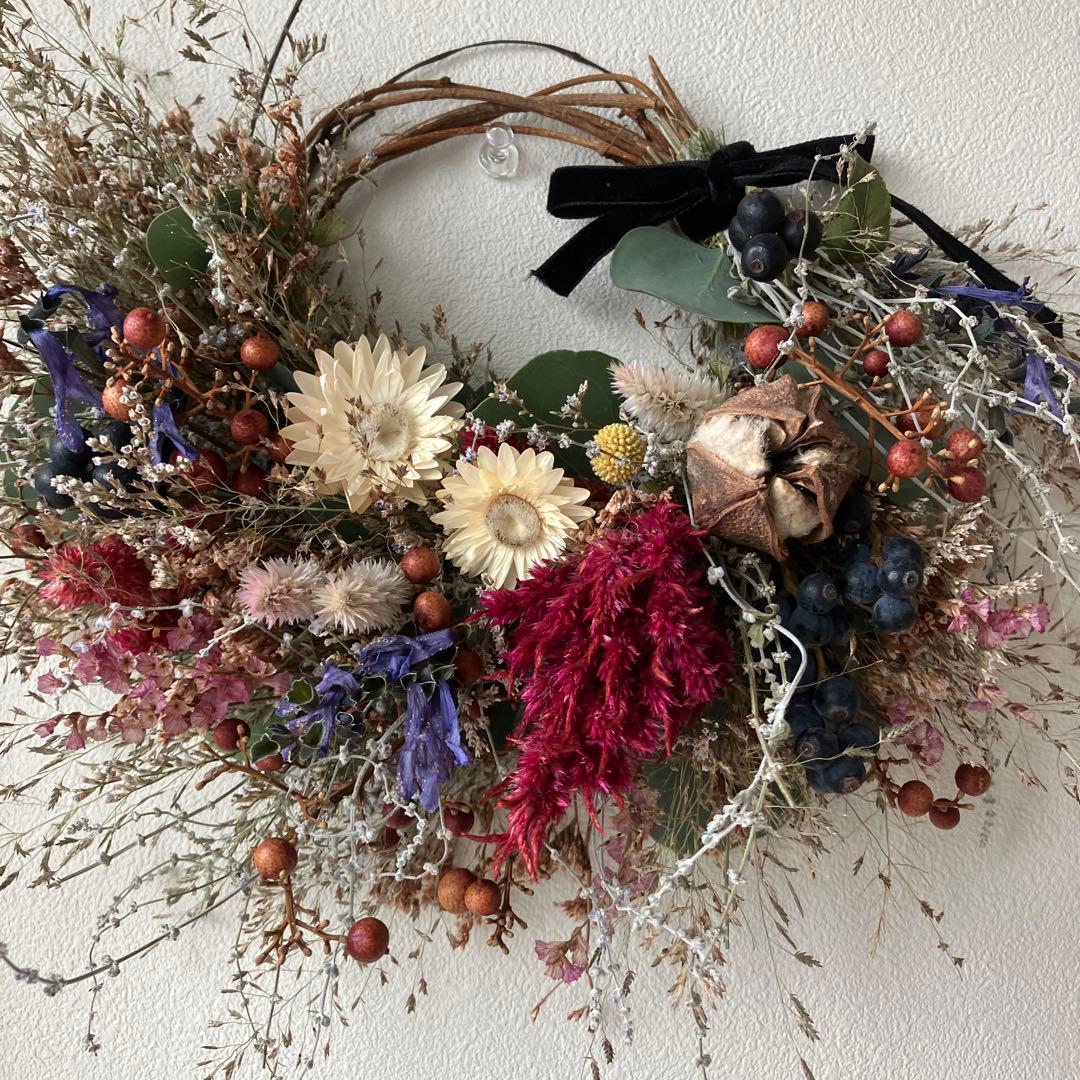 パニカムとケイトウの実ものたっぷりハーフリース　シャリンバイ