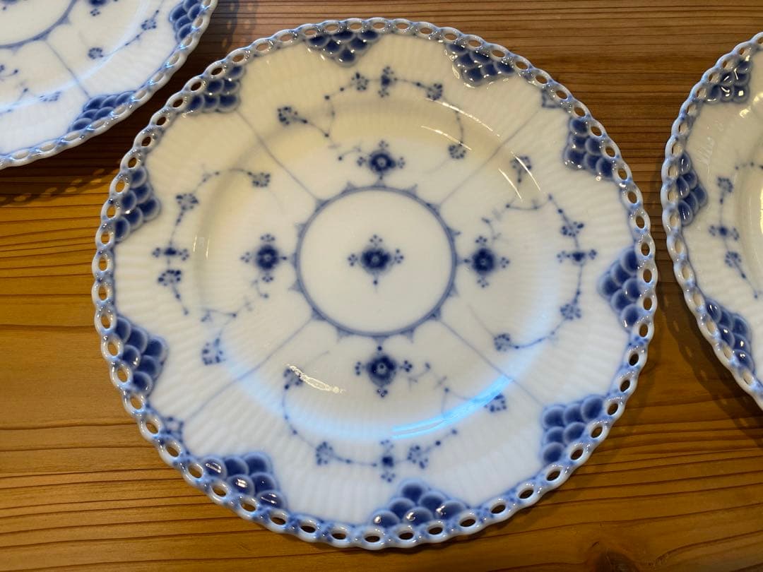 【ヤマザキ】フルレース　ケーキプレート　1870-90年製　6枚