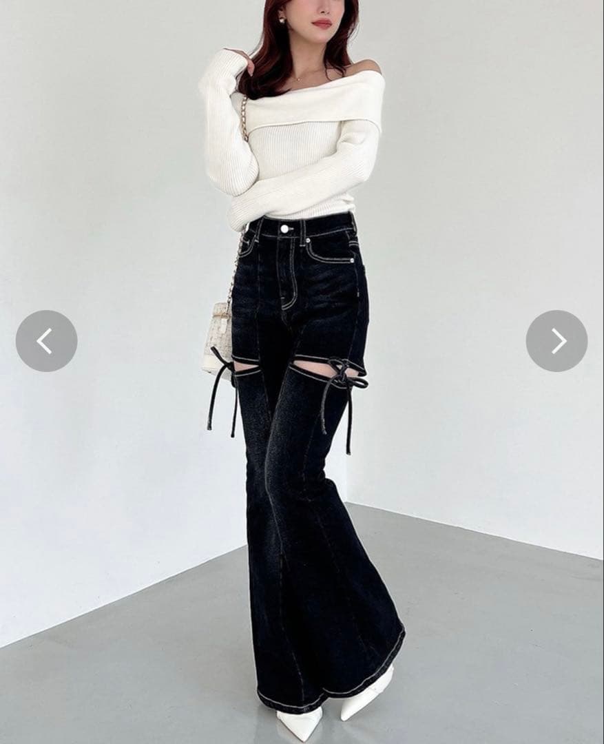 RESEXXY カットアウトリボンデニムパンツ ブラック M