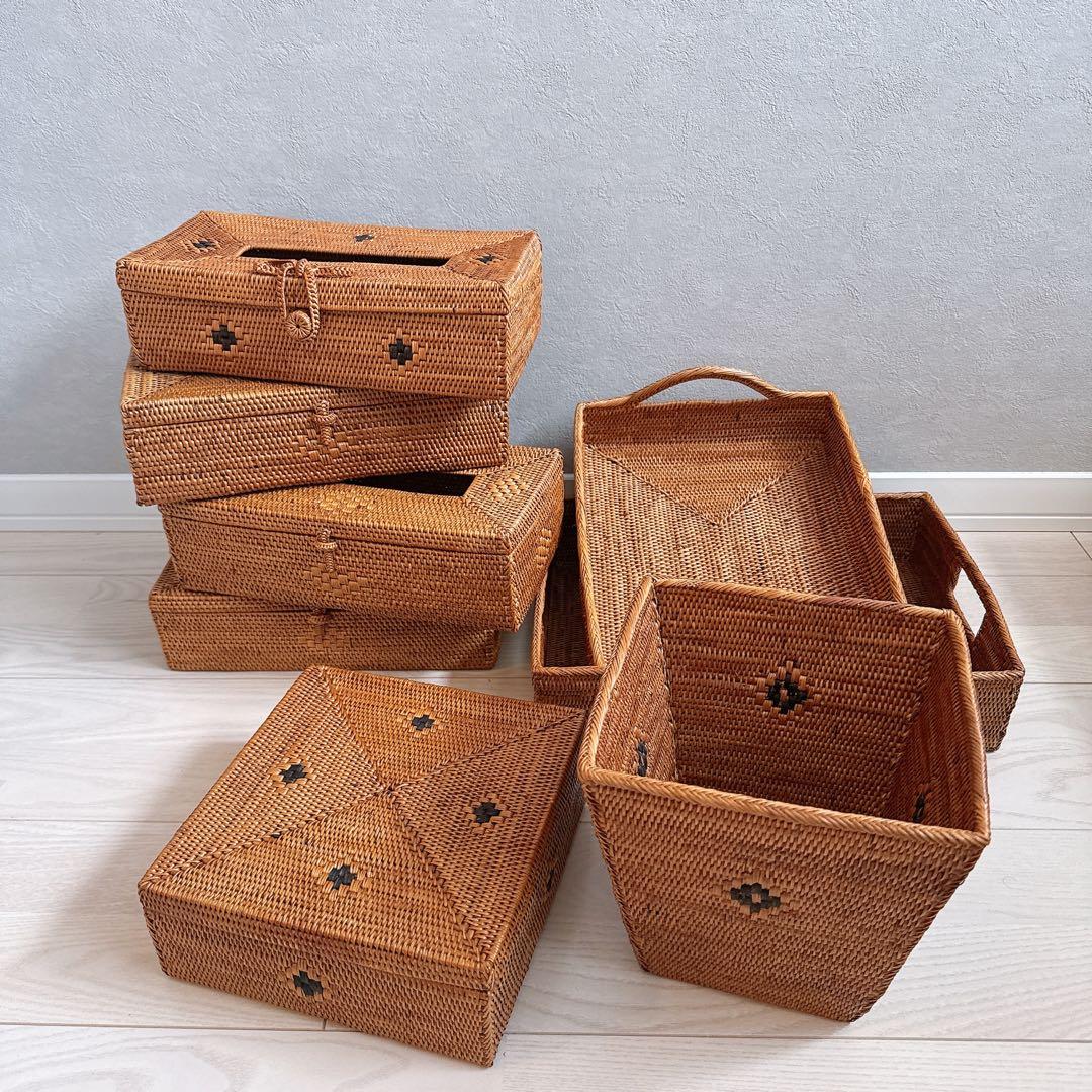 新品未使用 アタのティッシュケース おしゃれ シンプル バリ島雑貨 アジアン雑貨