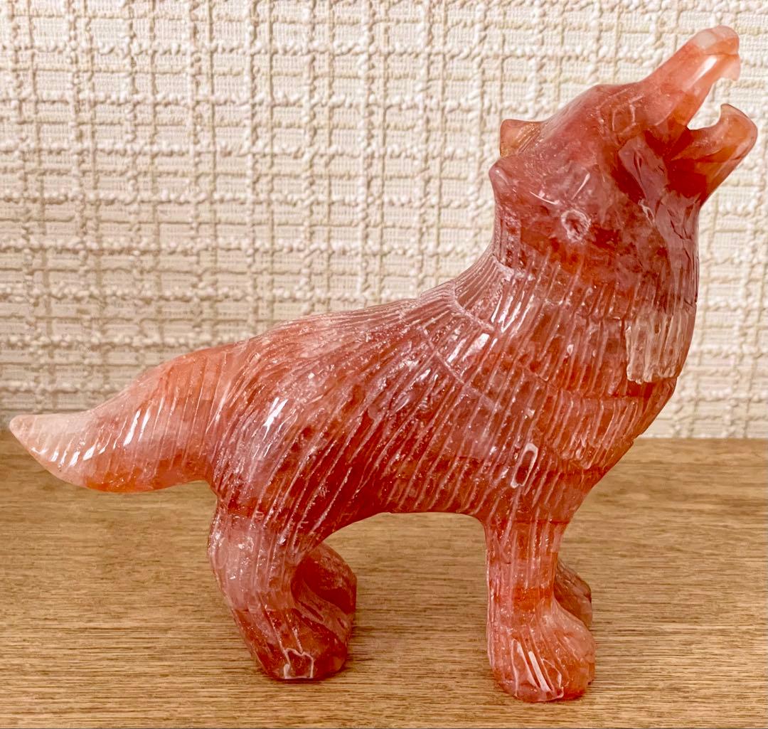 木霊石 レッドヘマタイトインクォーツ 大きな狼