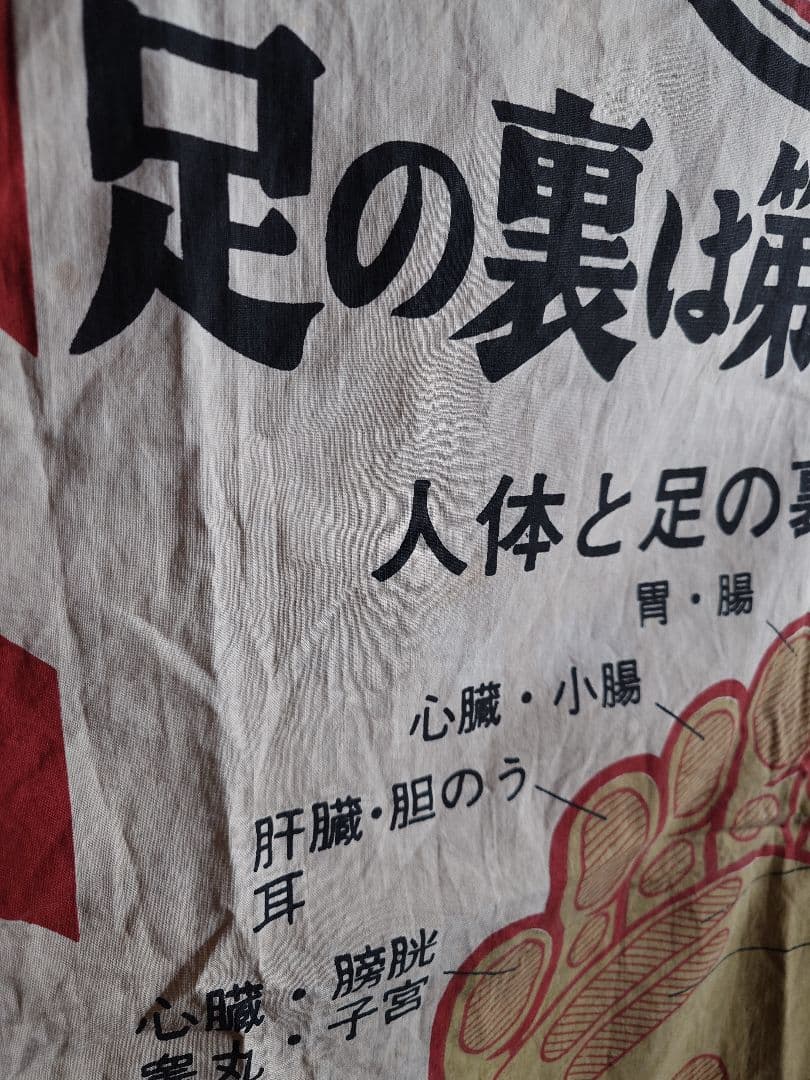 古布　宣伝旗　おかめ、ツボ解説つき　滅多にない！　爆笑！　リメイク用等