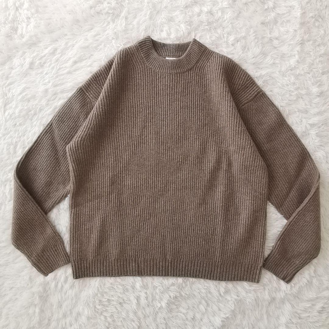試着のみ SEEALL ヤク オーバーサイズ クルーネック セーター 茶 F