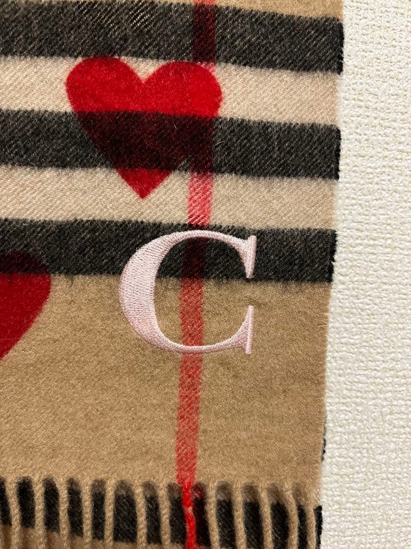 BURBERRY バーバリー マフラー カシミア100％　ハートレッド　傷有