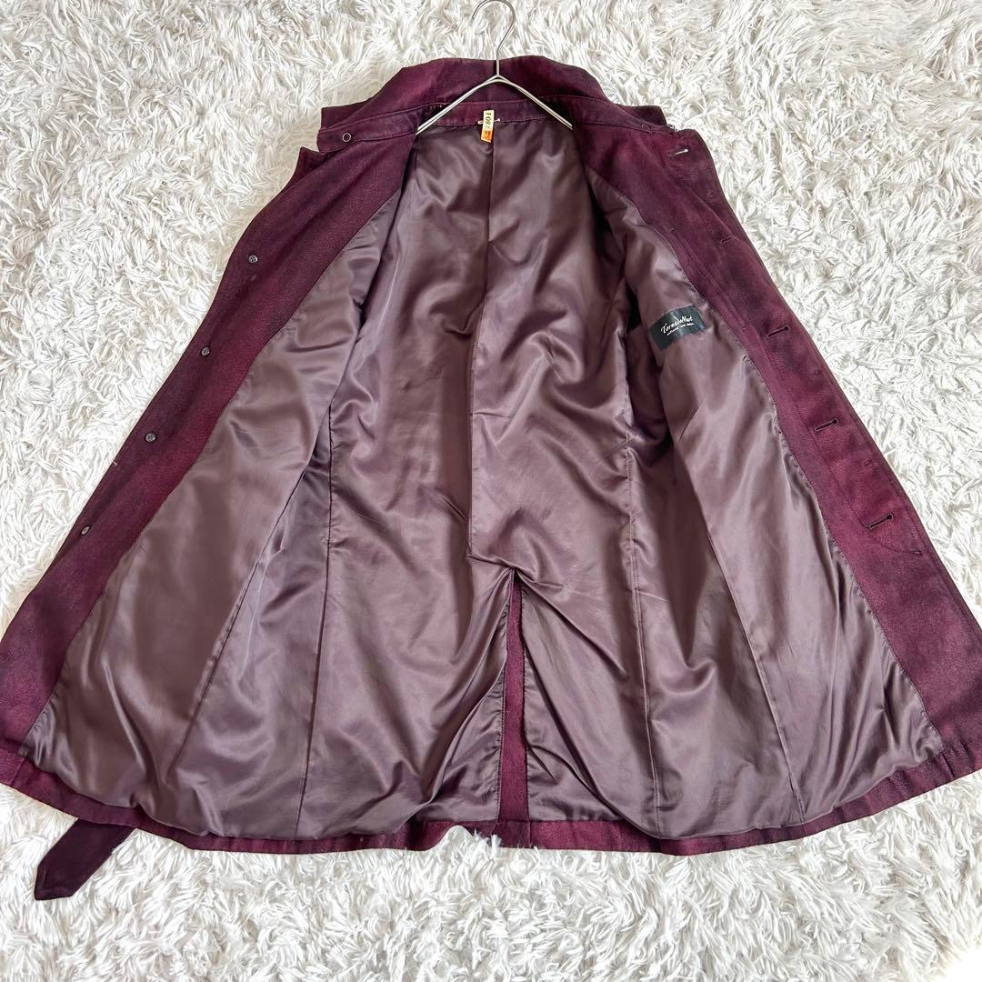 トルネードマート⁂トレンチコート　ベルト付　マイクロスエード　ボルドー　Lサイズ